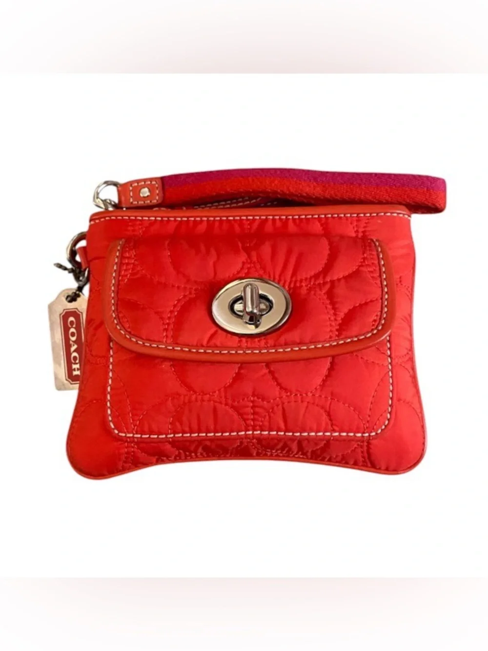 Coach quilted nylon zip around turnlock wristlet